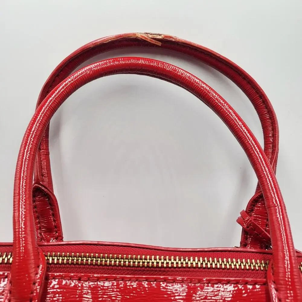 Kate Spade Cedar Street Margot Red Textured Patent Leather Dome Satchel Handbag